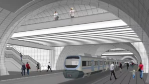 Vista de futura estación subterránea Metrotren, cerca de proyectos habitacionales